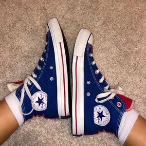 Blue/Red High Top Converse